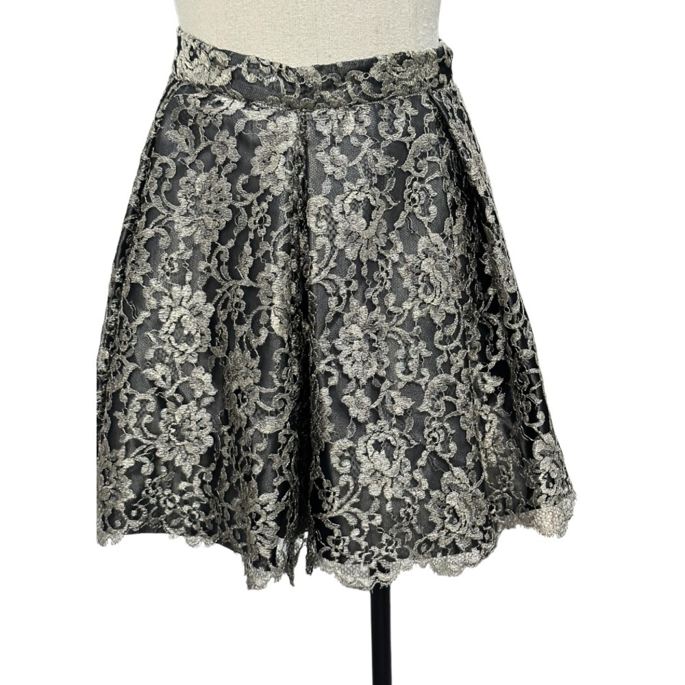 BYBLOS Italy black & metallic lace skirt 38 2